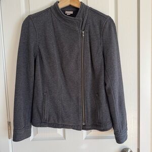 J. Jill Charcoal Gray Moto Sweatshirt Zip Jacket Size Medium Pockets